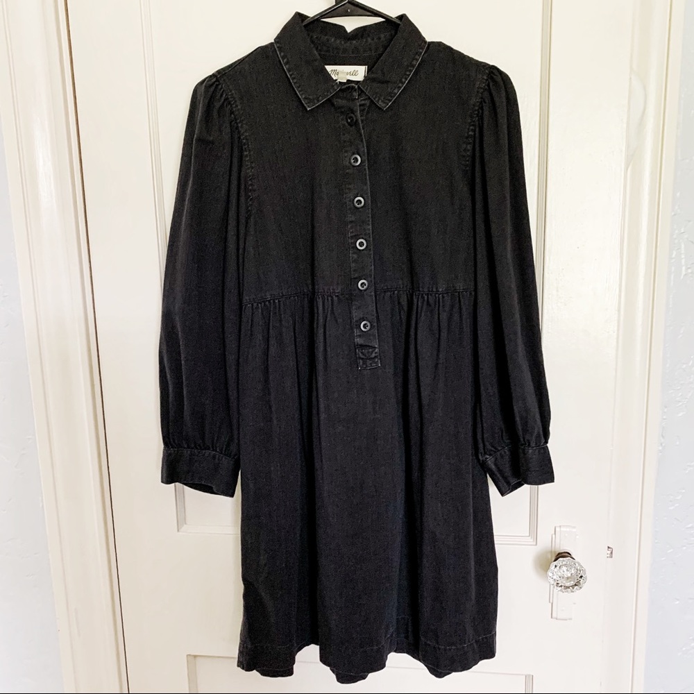 Madewell black cotton shirt dress